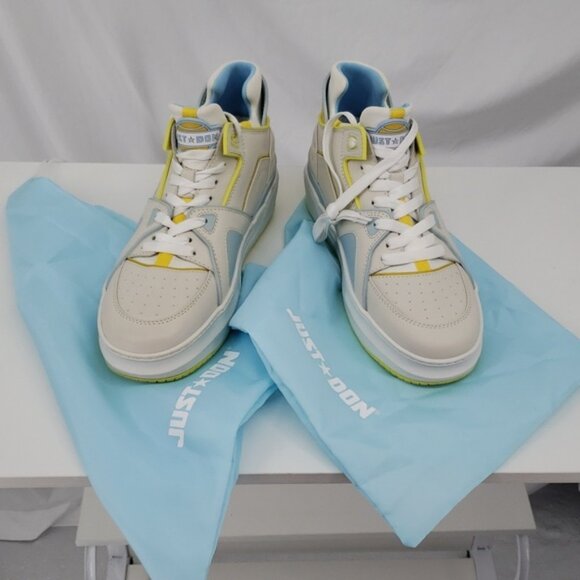Just * Don Mid Tennis Court Blue+Yellow Sneaker Size 42 - Picture 1 of 15